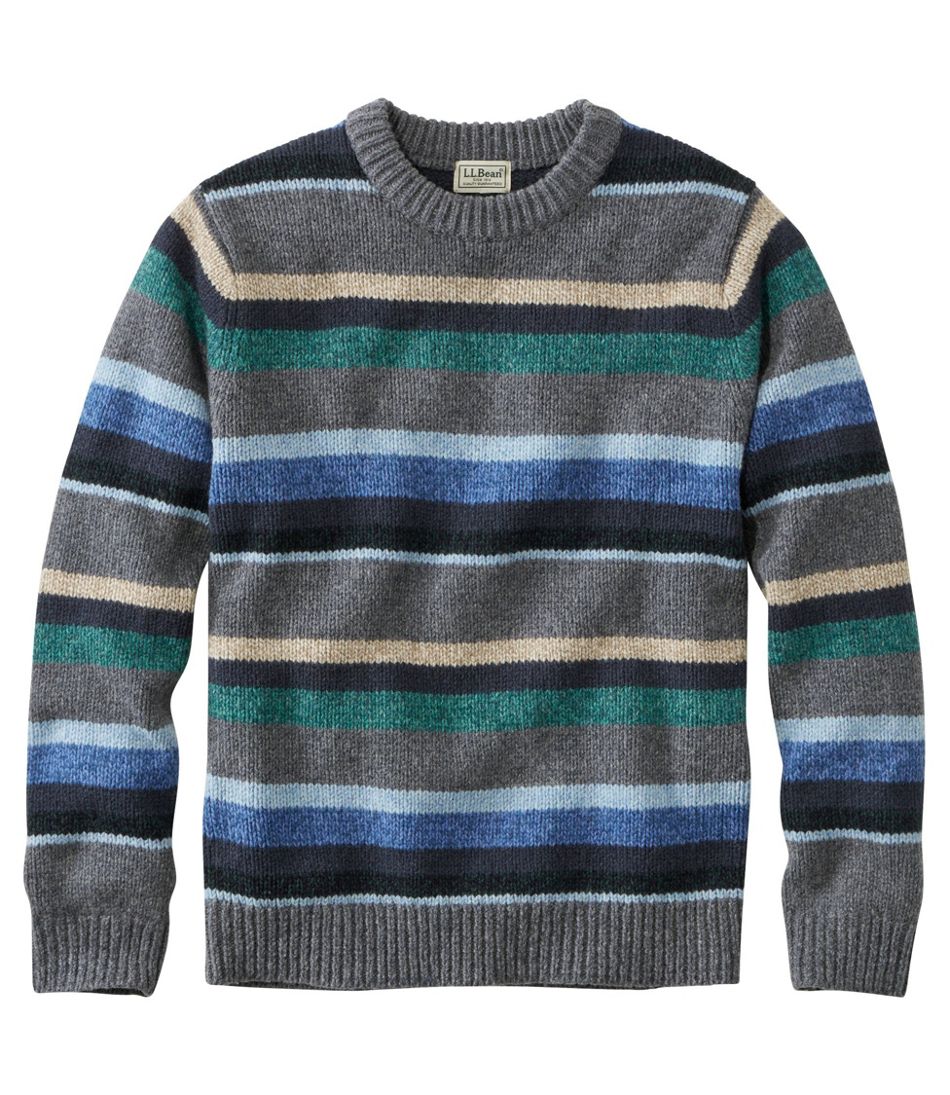 Men's Bean's Classic Ragg Wool Sweater, Crewneck, Stripe Regular ...