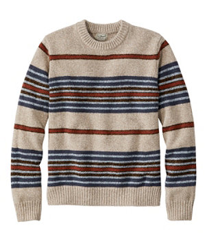 Men's Bean's Classic Ragg Wool Sweater, Crewneck, Stripe Regular