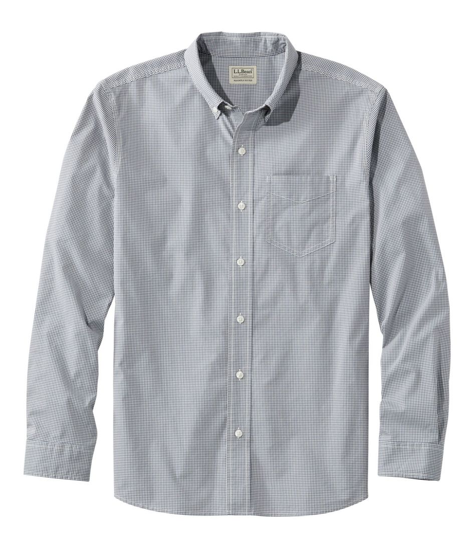 Men's Comfort Stretch Poplin Shirt, Long-Sleeve, Plaid, Slightly Fitted