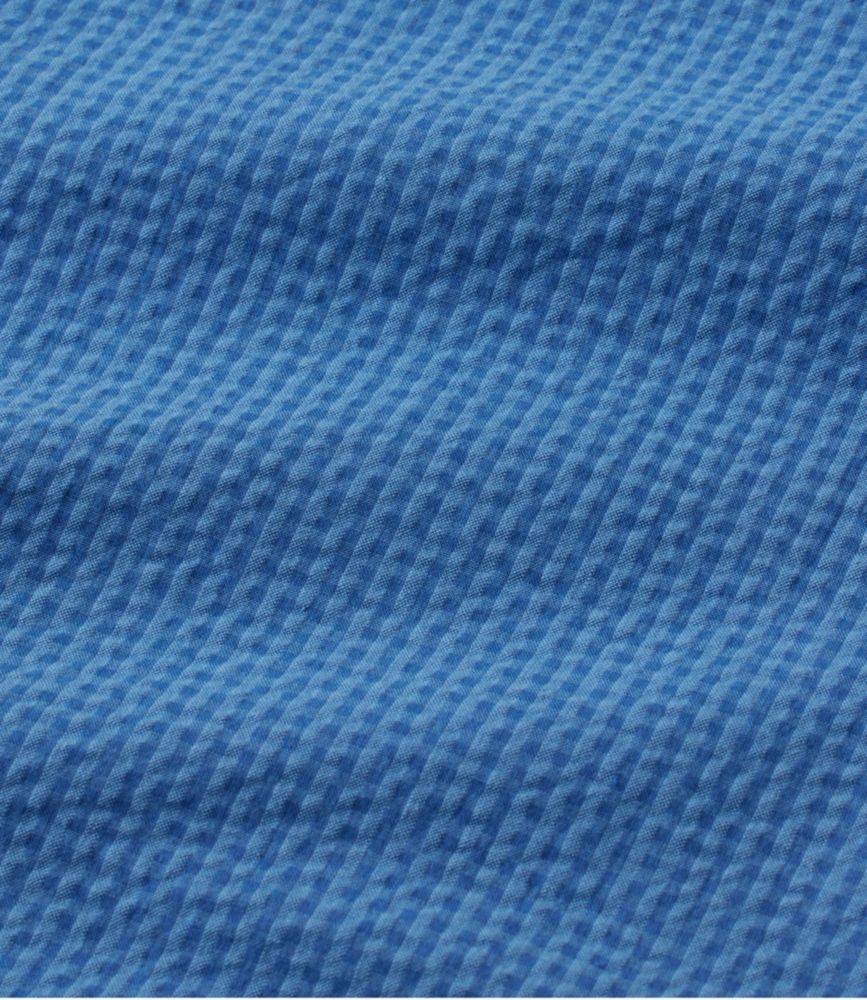 Men's Organic Cotton Seersucker Shirt, Short-Sleeve, Slightly Fitted, Plaid, Light Gold, small image number 7