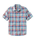 Men's Organic Cotton Seersucker Shirt, Short-Sleeve, Slightly Fitted, Plaid