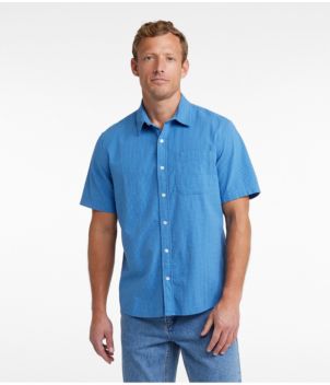 Men's Organic Cotton Seersucker Shirt, Short-Sleeve, Slightly Fitted, Plaid