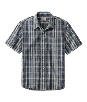 Men's Organic Cotton Seersucker Shirt, Short-Sleeve, Slightly Fitted, Plaid