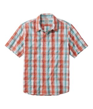 Men's Organic Cotton Seersucker Shirt, Short-Sleeve, Slightly Fitted, Plaid