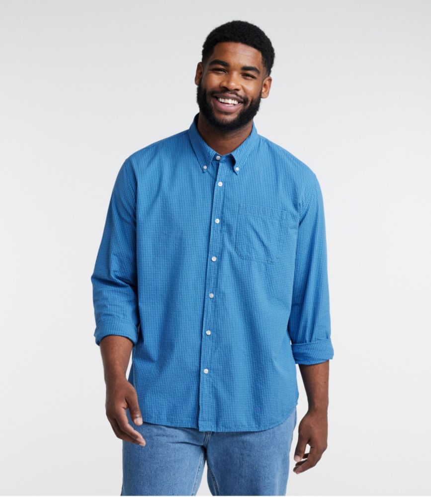 Men's Organic Cotton Seersucker Shirt, Long-Sleeve, Traditional Fit, Plaid, , small image number 4