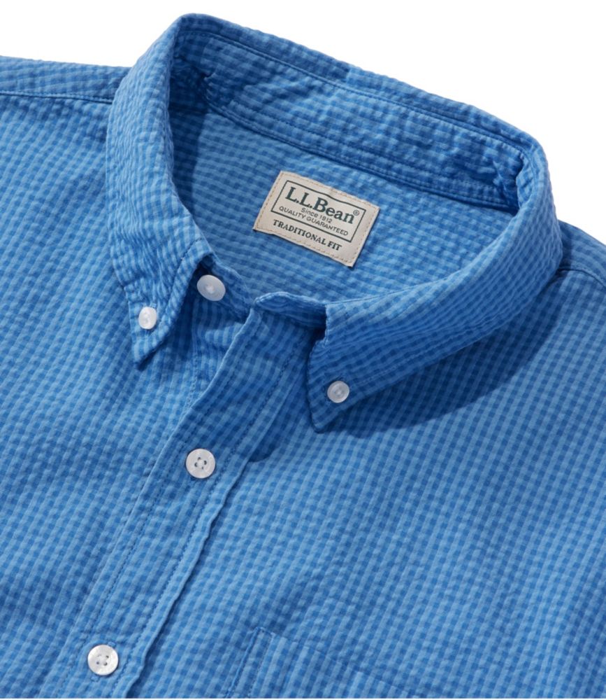 Men's Organic Cotton Seersucker Shirt, Long-Sleeve, Traditional Fit, Plaid, , small image number 6