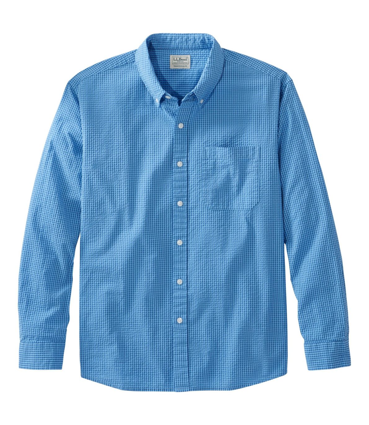 Men's Organic Cotton Seersucker Shirt, Long-Sleeve, Traditional Fit, Plaid