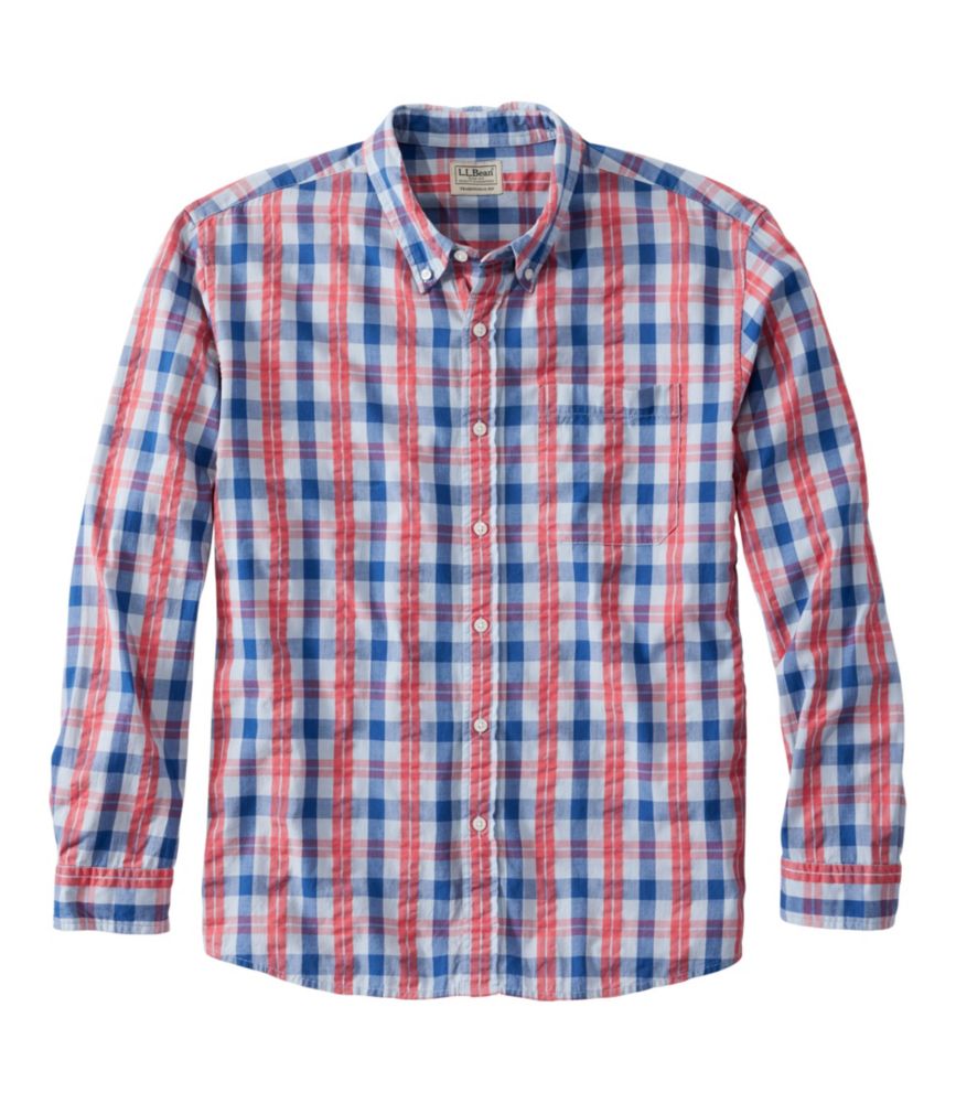 Men's Organic Cotton Seersucker Shirt, Long-Sleeve, Traditional Fit, Plaid