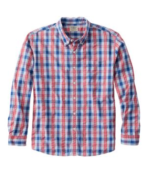 Men's Organic Cotton Seersucker Shirt, Long-Sleeve, Traditional Fit, Plaid