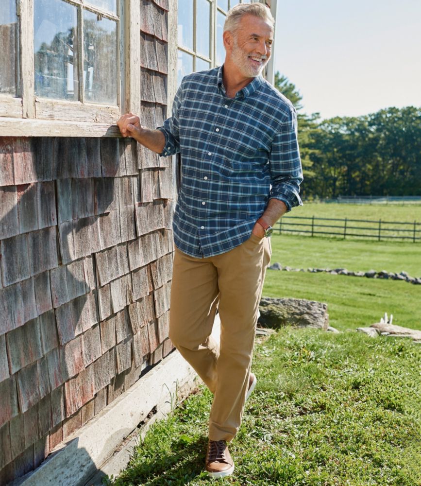 Men's Comfort Stretch® Oxford Shirt, Traditional Untucked Fit, Plaid, Bayside Blue, small image number 7