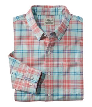 Men's Comfort Stretch Oxford Shirt, Traditional Untucked Fit, Plaid