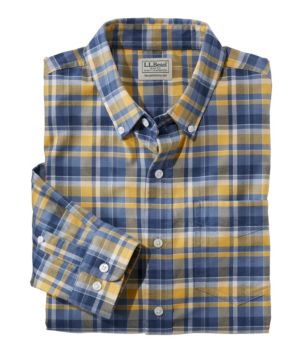 Men's Comfort Stretch Oxford Shirt, Traditional Untucked Fit, Plaid