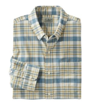 Men's Comfort Stretch Oxford Shirt, Traditional Untucked Fit, Plaid