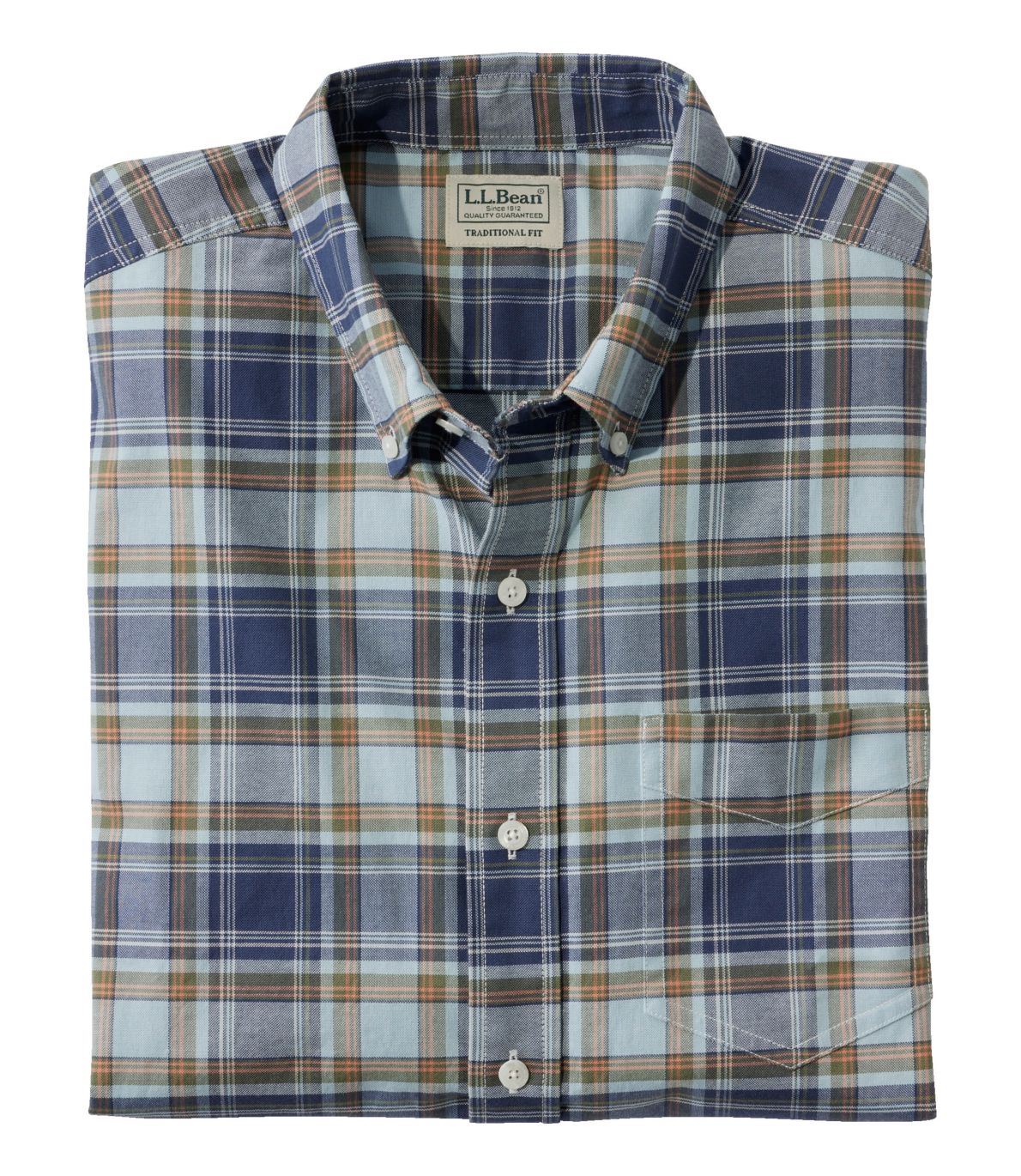 Men's Comfort Stretch Oxford Shirt, Traditional Untucked Fit, Plaid