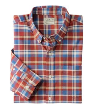 Men's Comfort Stretch Oxford Shirt, Traditional Untucked Fit, Plaid