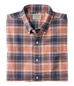 Men's Comfort Stretch Oxford Shirt, Traditional Untucked Fit, Plaid