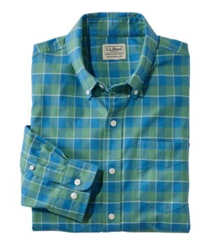 Men's Comfort Stretch Oxford Shirt, Traditional Untucked Fit, Plaid