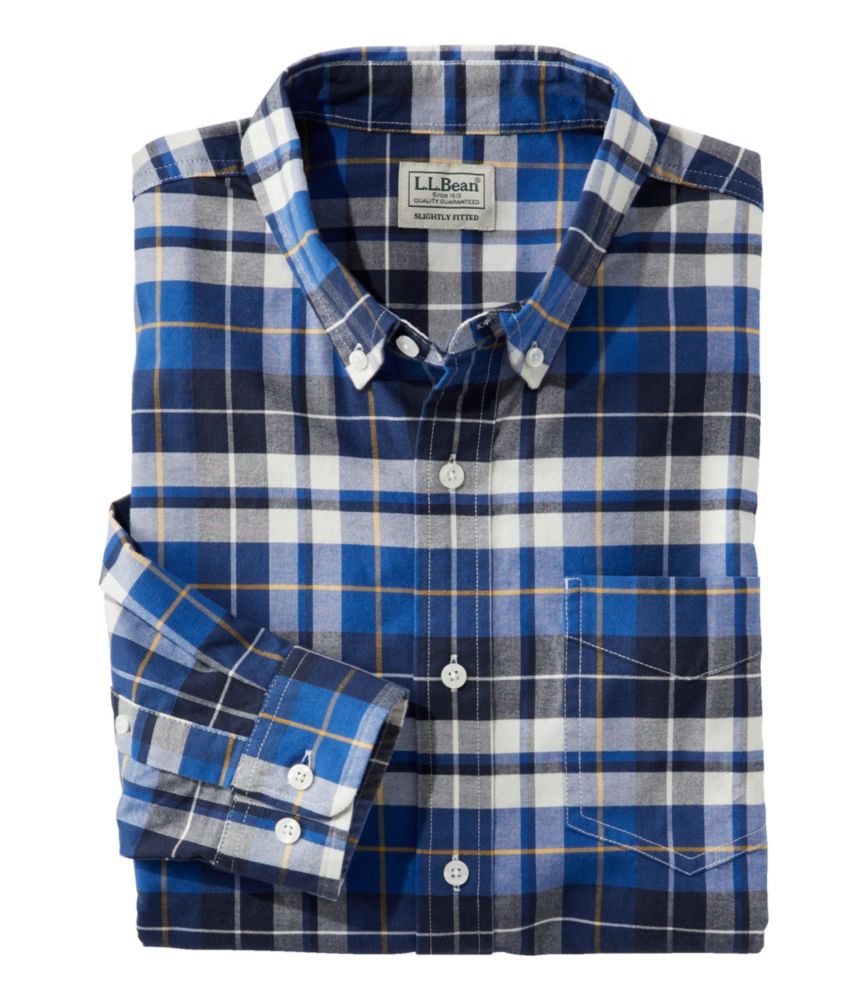 Men's Comfort Stretch® Oxford Shirt, Slightly Fitted Untucked Fit, Plaid