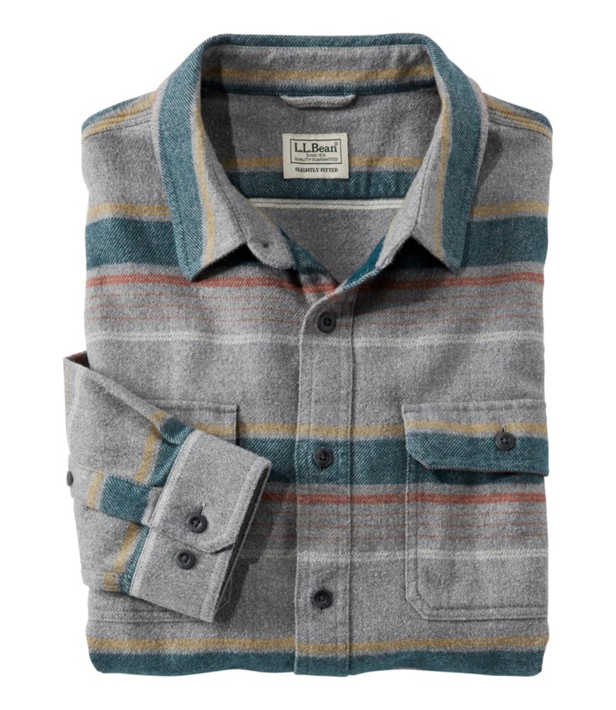 Men's Organic Flannel Shirt, Slightly Fitted, Stripe | Shirts at