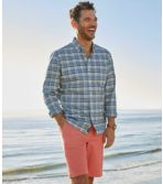 Men's Comfort Stretch Oxford Shirt, Slightly Fitted Untucked Fit, Plaid