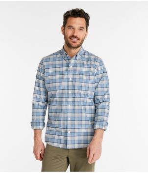 Men's Comfort Stretch® Oxford Shirt, Slightly Fitted Untucked Fit, Plaid