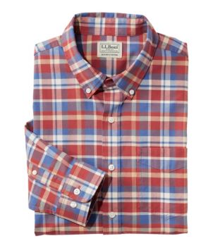 Men's Comfort Stretch Oxford Shirt, Slightly Fitted Untucked Fit, Plaid