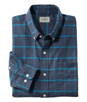 Men's Comfort Stretch Oxford Shirt, Slightly Fitted Untucked Fit, Plaid