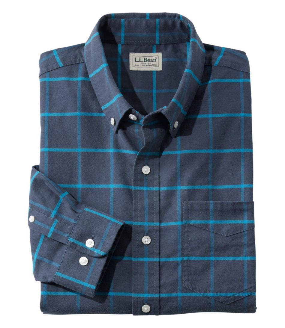 Men's Comfort Stretch Oxford Shirt, Slightly Fitted Untucked Fit, Plaid ...