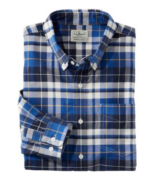 Men's Comfort Stretch Oxford Shirt, Slightly Fitted Untucked Fit, Plaid