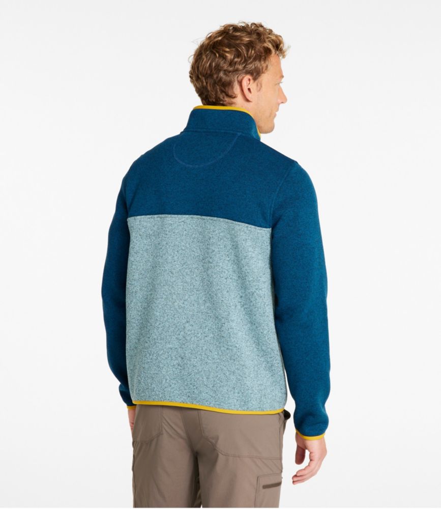 Men's L.L.Bean Sweater Fleece Pullover, Colorblock, Light Everglade/Rangeley Blue, small image number 3