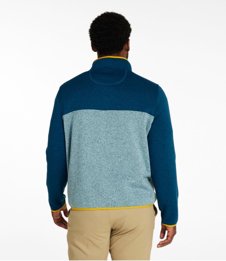 Men's L.L.Bean Sweater Fleece Pullover, Colorblock, Dark Marine Blue/Cadet Blue, small image number 6