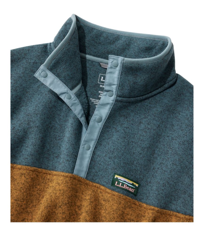 Men's L.L.Bean Sweater Fleece Pullover, Colorblock, Light Everglade/Rangeley Blue, small image number 6