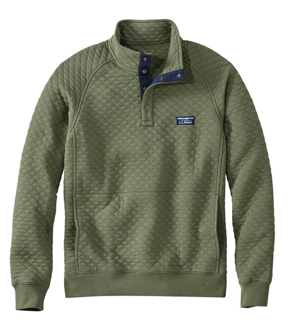 Men's Quilted Sweatshirt Pullover, Deep Olive, large image number 0