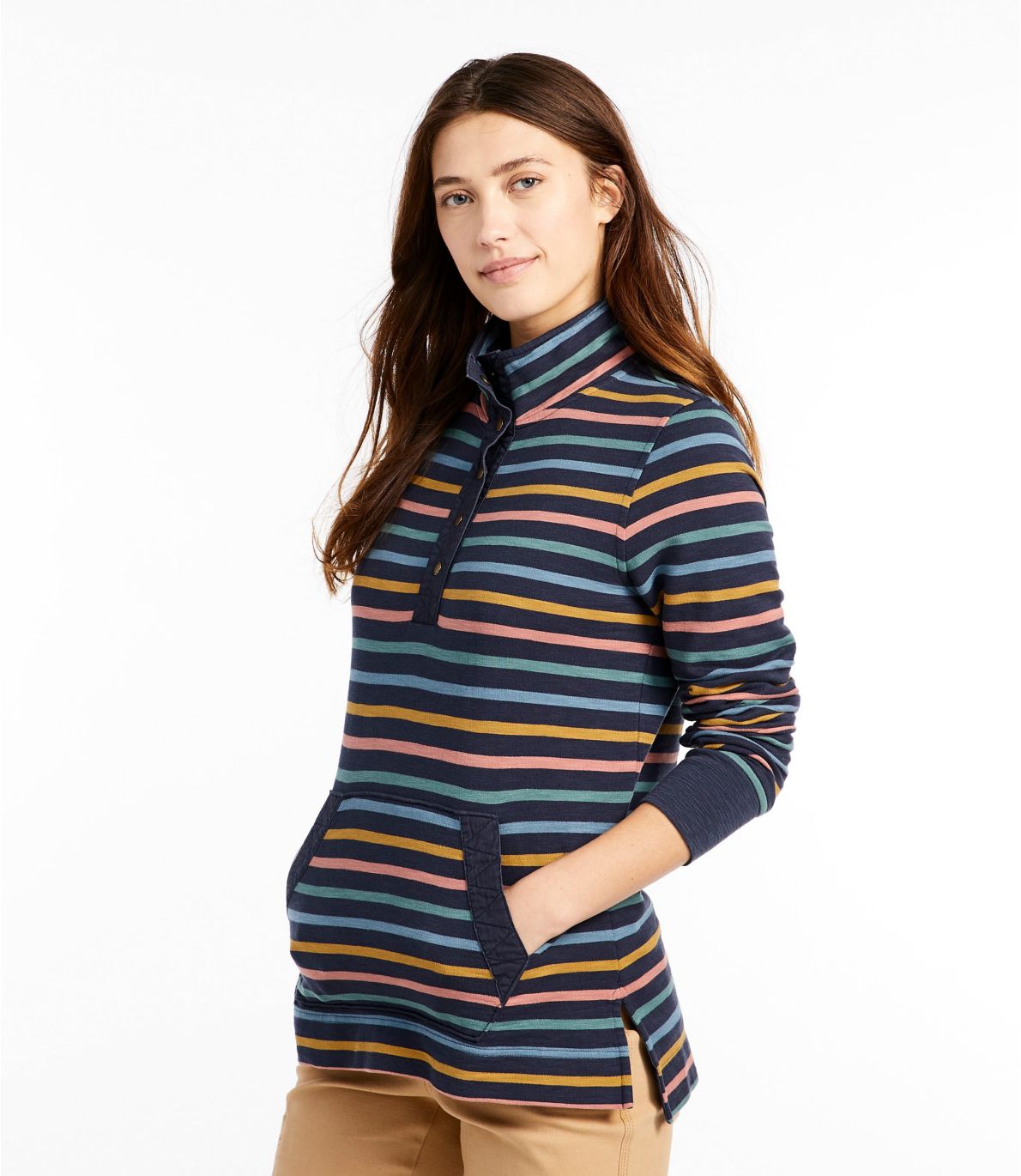 Women's Rocky Coast Sweatshirt, Snap Henley Stripe