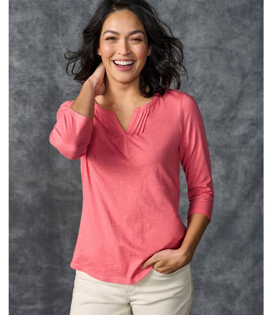 administration indkomst Slået lastbil Women's Organic Cotton Splitneck Tee Three-Quarter Sleeve | Shirts & Tops  at L.L.Bean