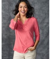 Women's Organic Cotton Tee, Splitneck Three-Quarter-Sleeve Print