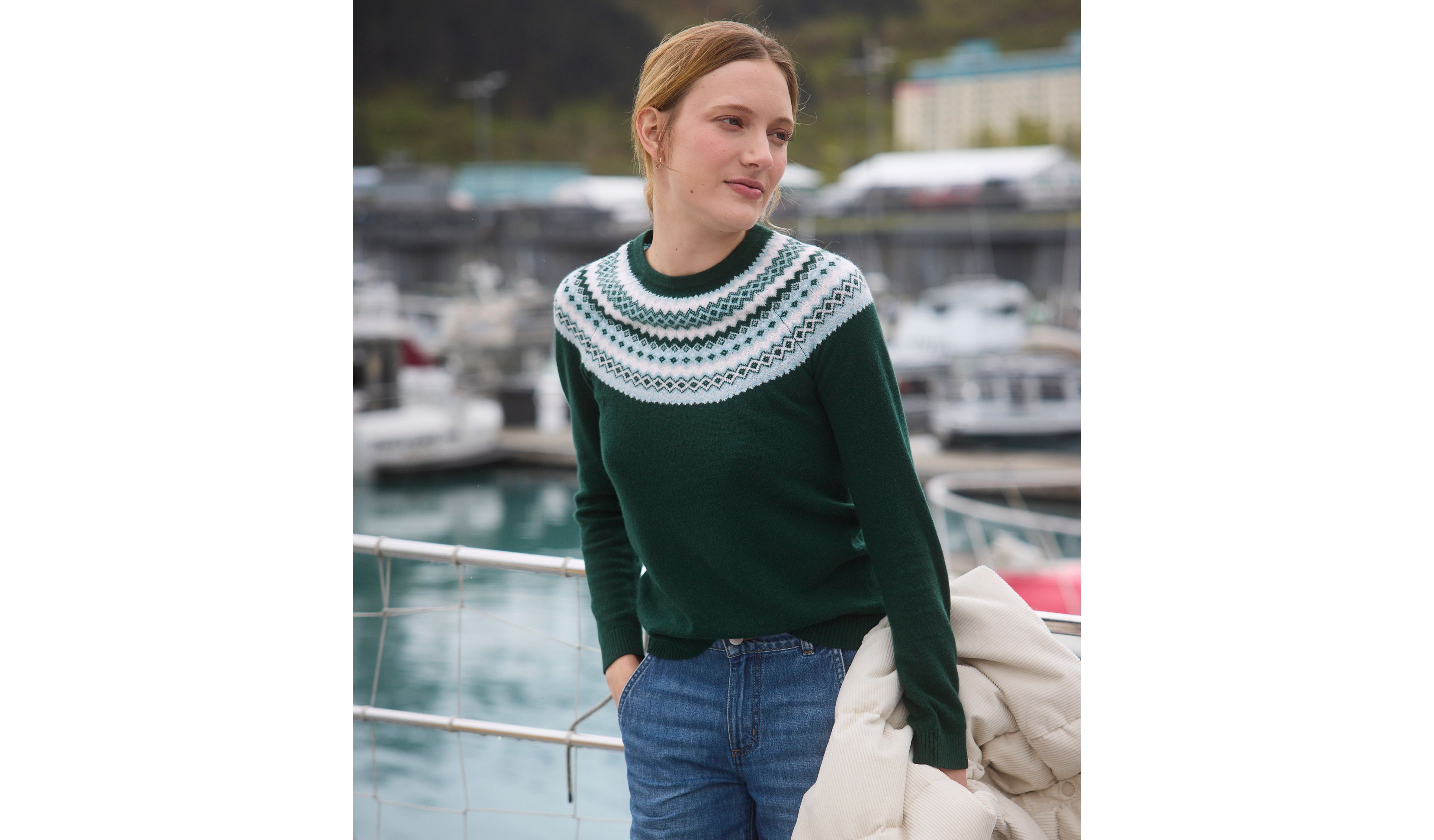 Women's Classic Cashmere Sweater, Crewneck Fair Isle