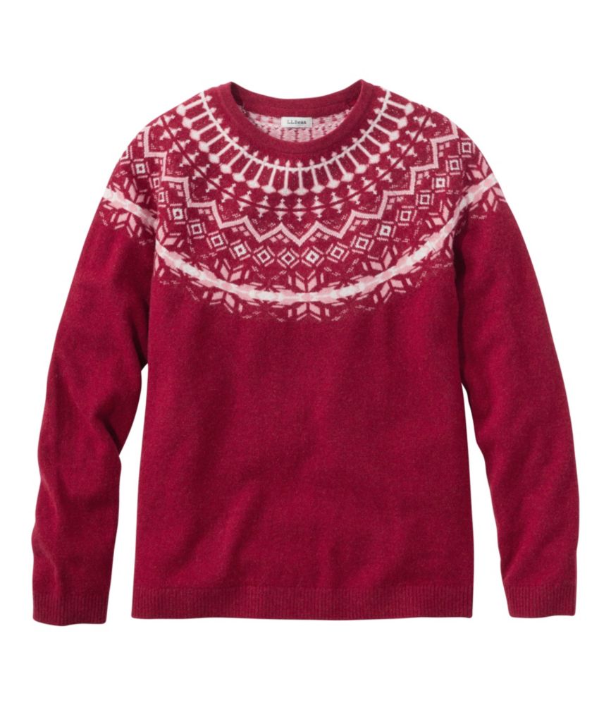 Women's Classic Cashmere Sweater, Crewneck Fair Isle