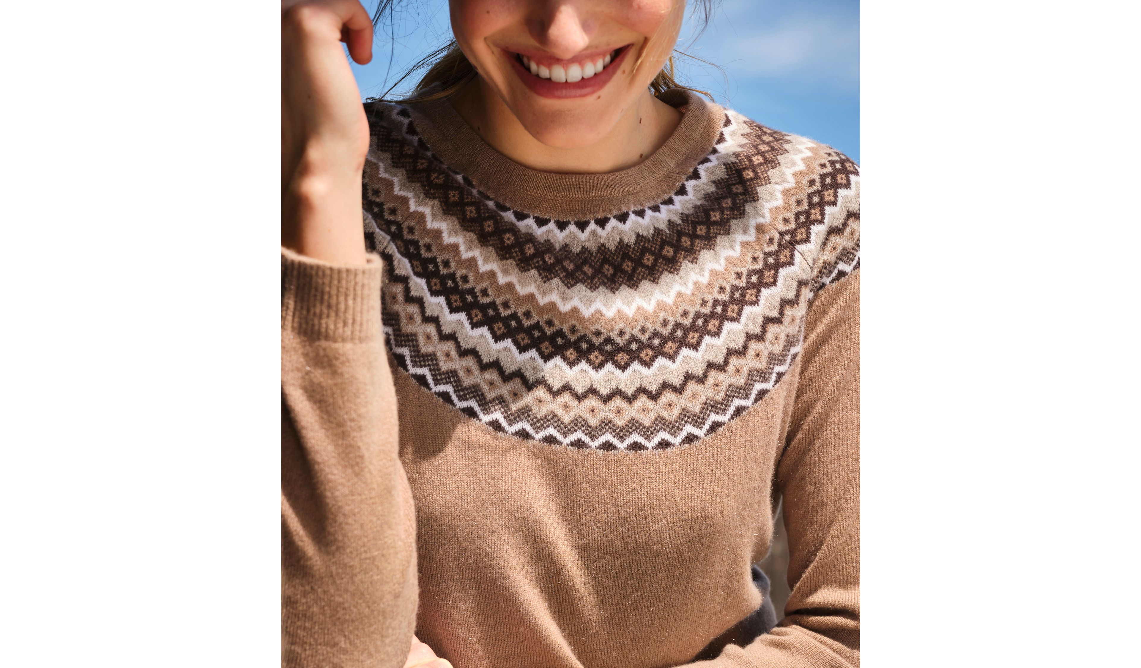 Women's Classic Cashmere Sweater, Crewneck Fair Isle
