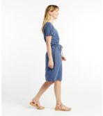 Women's Cotton/Tencel Slub Dress, Short-Sleeve Tie-Front