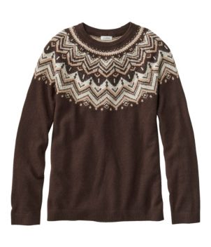 Women's Classic Cashmere Sweater, Crewneck Fair Isle