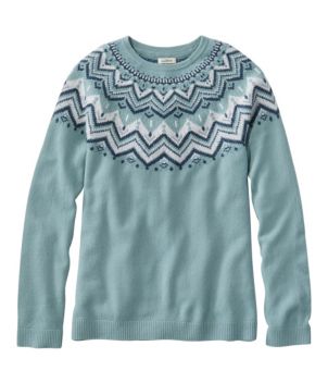 Women's Classic Cashmere Sweater, Crewneck Fair Isle