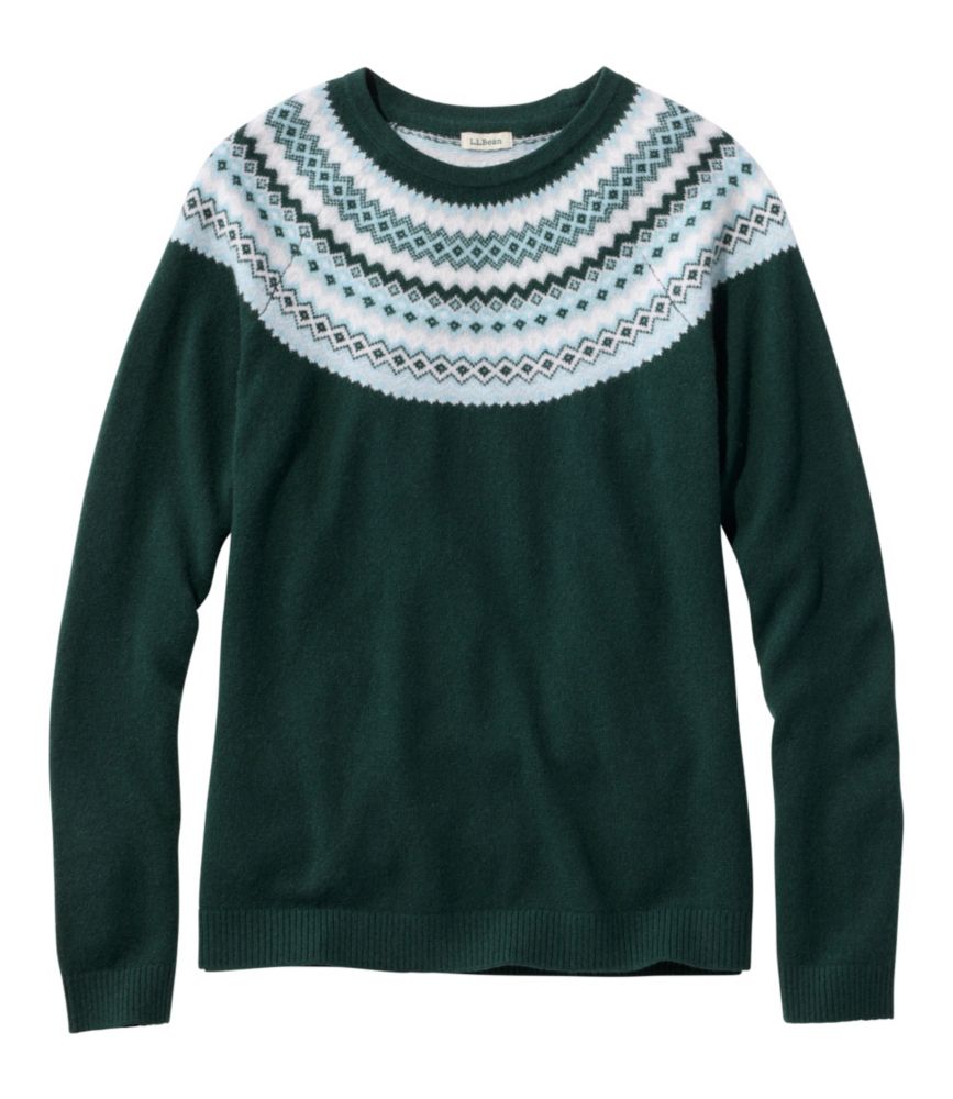 Women's Classic Cashmere Sweater, Crewneck Fair Isle