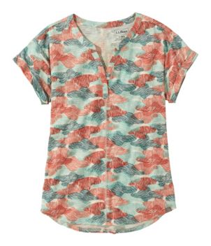 Women's Streamside Tee, Short-Sleeve Splitneck Print