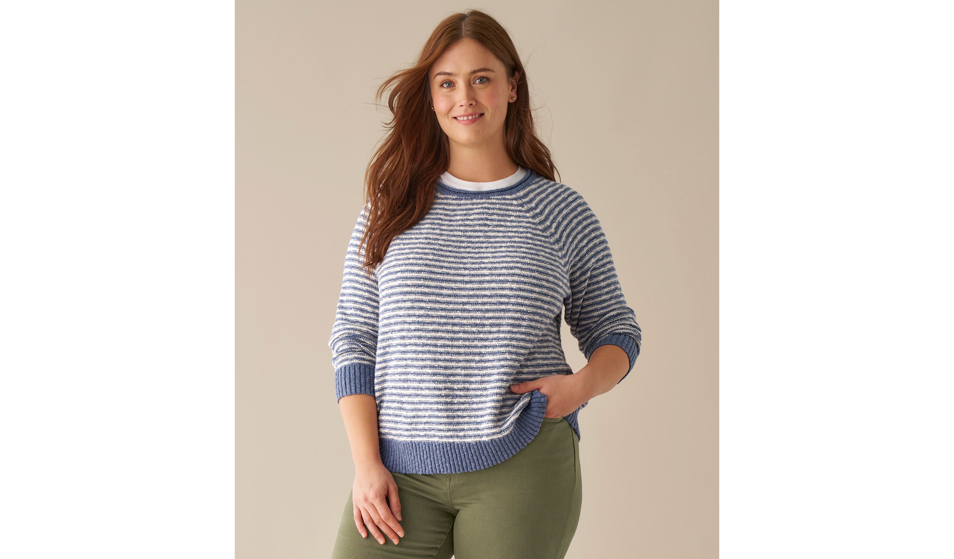 Women's Midweight Cotton Slub Rollneck Pullover Stripe