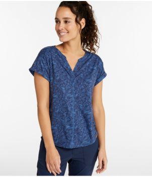 Women's Streamside Tee, Short-Sleeve Splitneck Print