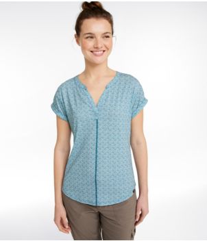 Women's Streamside Tee, Short-Sleeve Splitneck Print