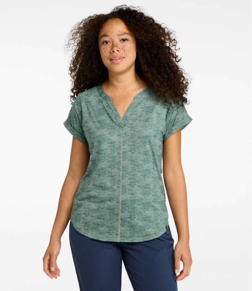 Women's Streamside Tee, Short-Sleeve Splitneck Print