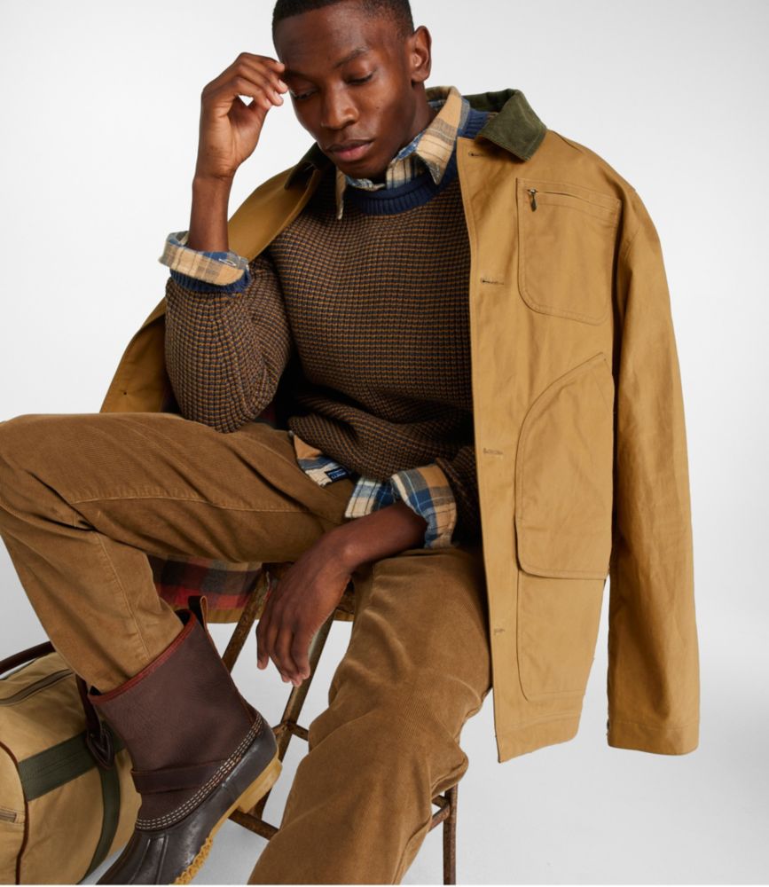 Men's Organic Cotton Waffle Sweater, Rollneck Crew, Stripe, Thyme Stripe, small image number 6