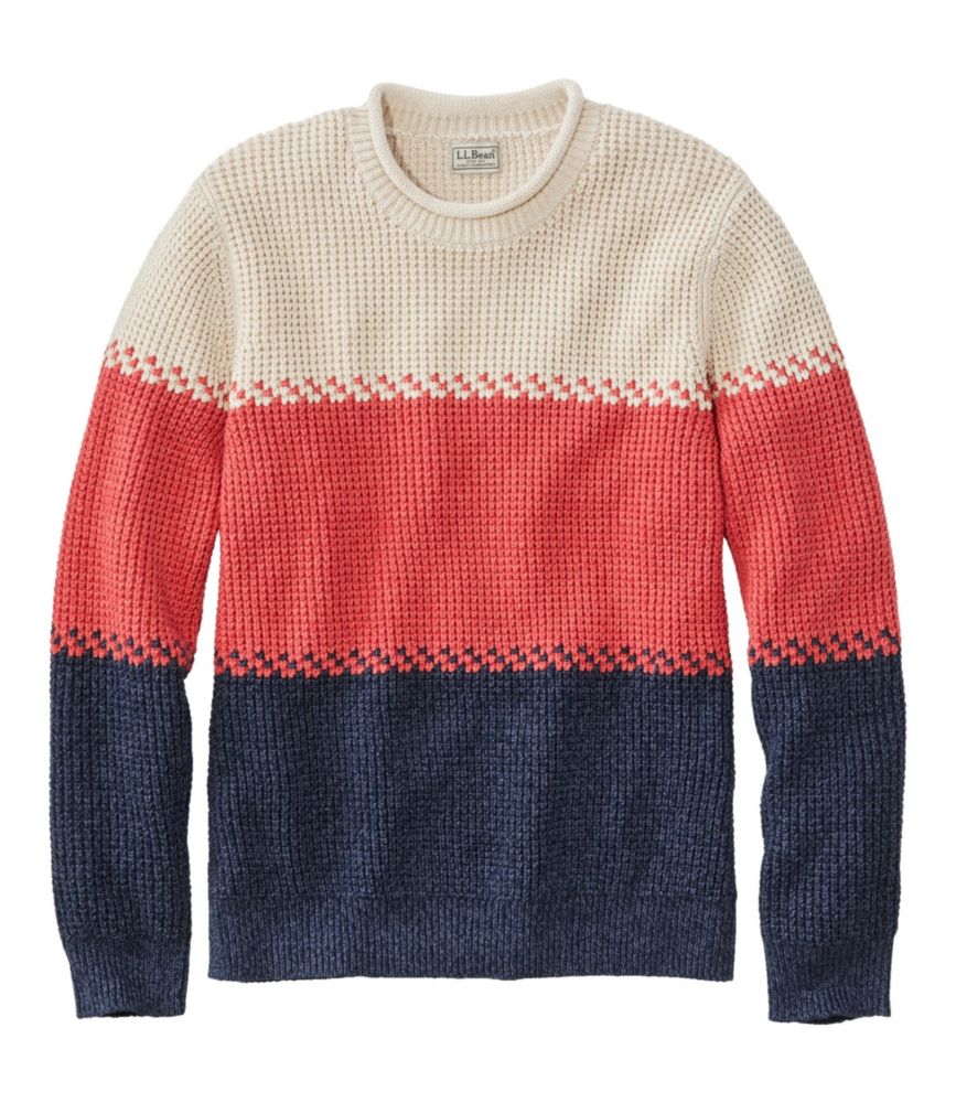 Men's Organic Cotton Waffle Sweater, Rollneck Crew, Stripe | Sweatshirts &  Fleece at L.L.Bean